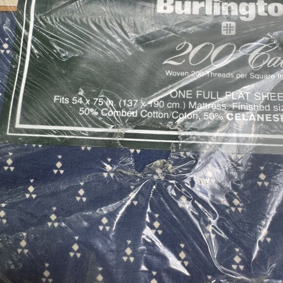 Vtg Laura Ashley For Burlington 200 Thread Ct Navy & Cream Full Sheet Set 3 pc - Picture 4 of 10